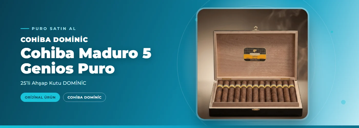 Cohiba Maduro 5 Genios Puro Satın Al – 25’li Ahşap Kutu DOMİNİC