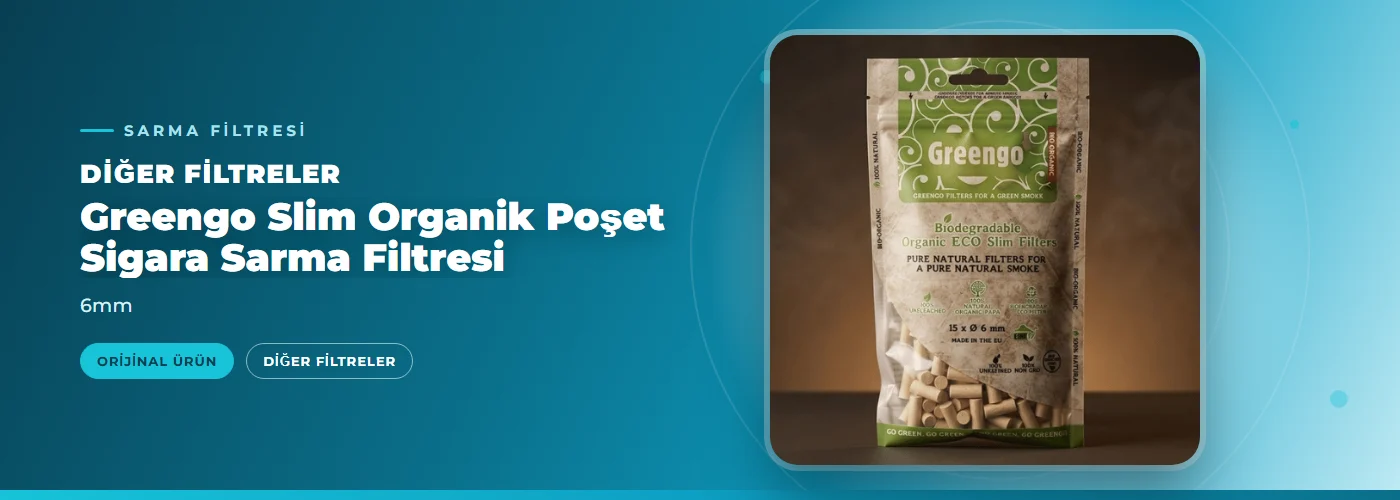 Greengo Slim Organik Poşet Sigara Sarma Filtresi – 6mm