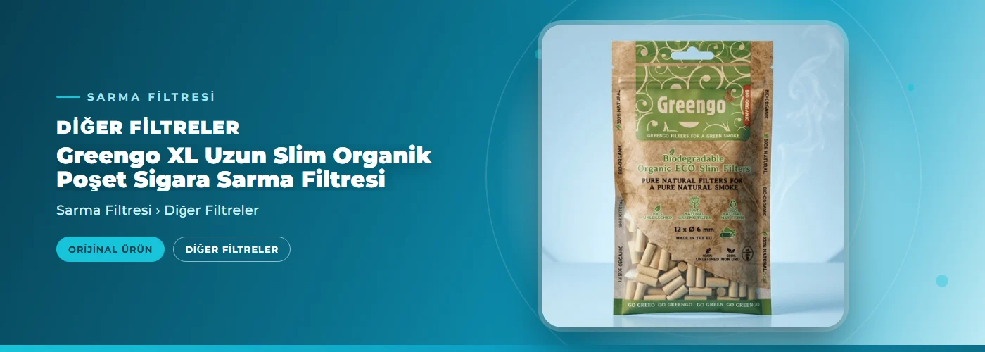 Greengo XL Uzun Slim Organik Poşet Sigara Sarma Filtresi