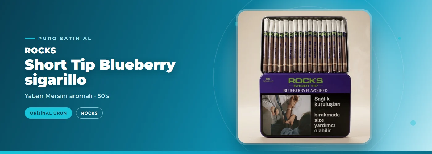 Rocks Short Tip Blueberry sigarillo – Yaban Mersini aromalı – 50’s