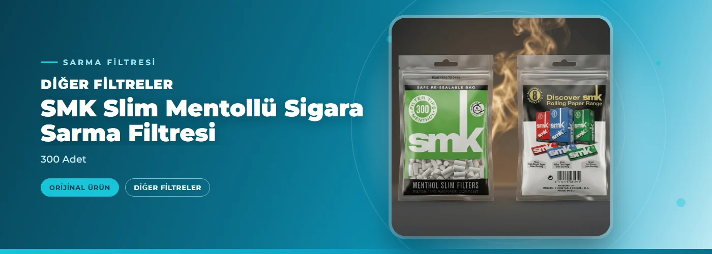 SMK Slim Mentollü Sigara Sarma Filtresi – 300 Adet