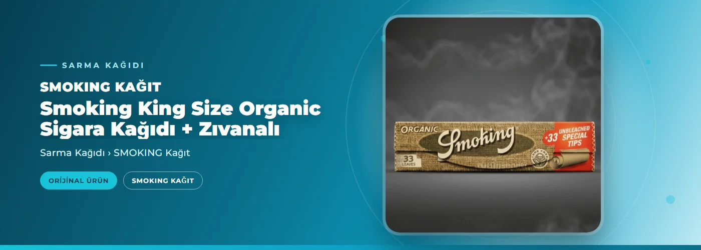 Smoking King Size Organic Sigara Kağıdı + Zıvanalı