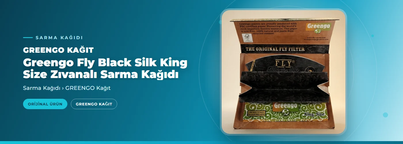 Greengo Fly Black Silk King Size Zıvanalı Sarma Kağıdı