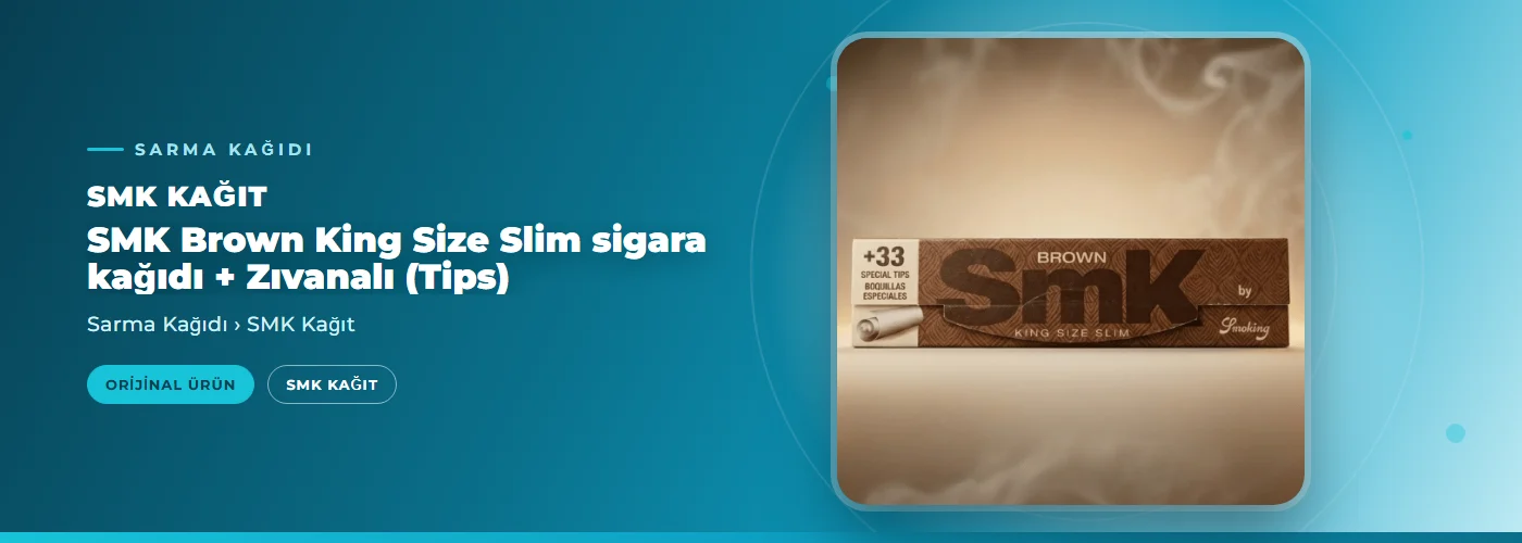 SMK Brown King Size Slim sigara kağıdı + Zıvanalı (Tips)