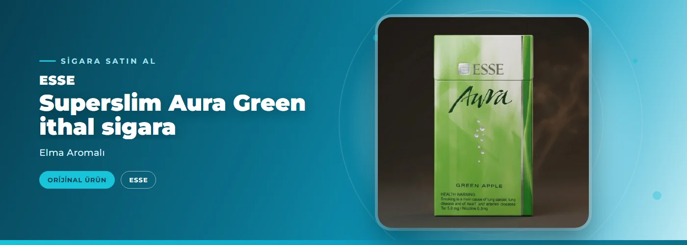 Esse Superslim Aura Green ithal sigara – Elma Aromalı