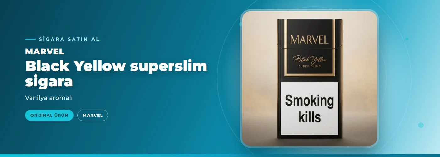Marvel Black Yellow superslim sigara – Vanilya aromalı