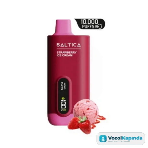 Saltica 10000 Strawberry Ice Cream Puff - Dijital ekranlı