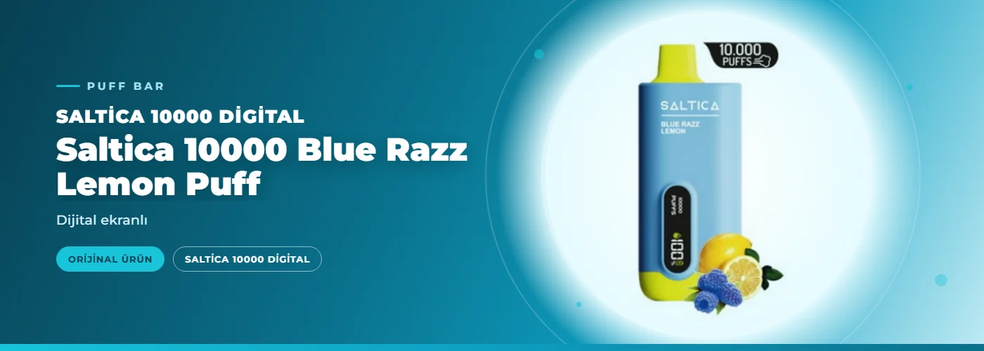 Saltica 10000 Blue Razz Lemon Puff – Dijital ekranlı