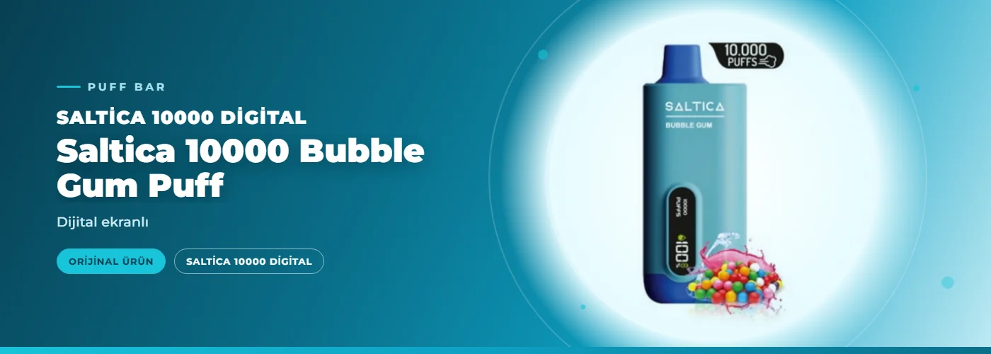 Saltica 10000 Bubble Gum Puff – Dijital ekranlı