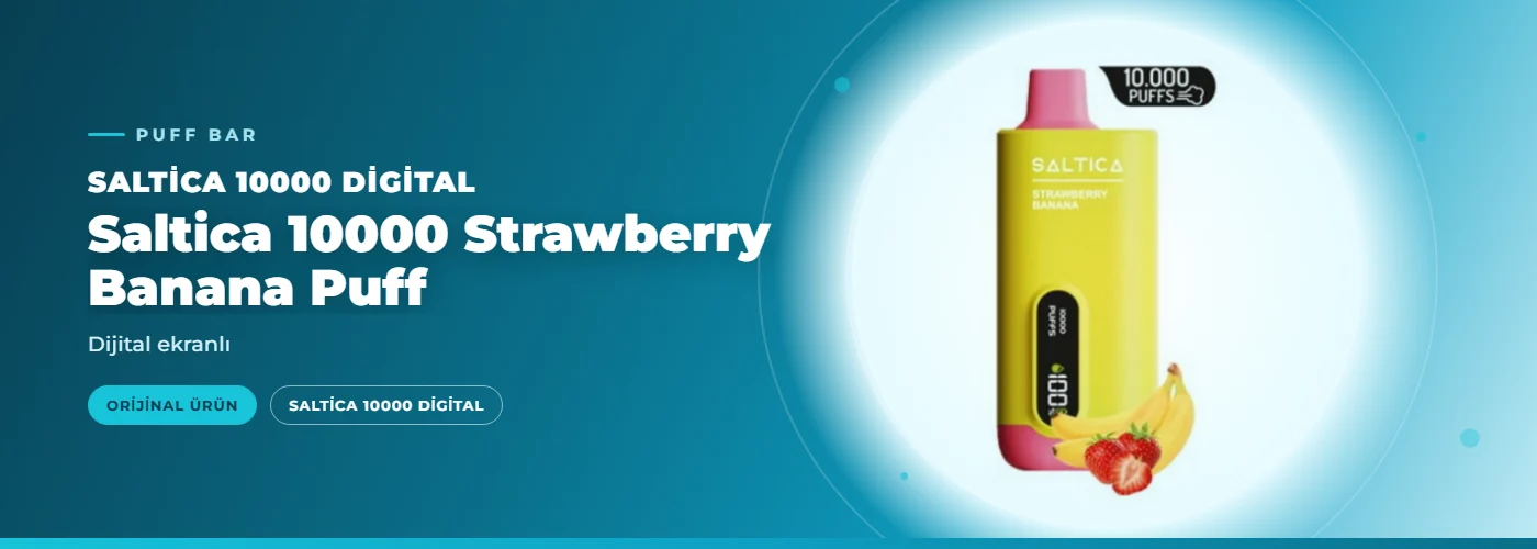Saltica 10000 Strawberry Banana Puff – Dijital ekranlı