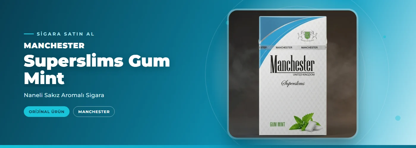 Manchester Superslims Gum Mint – Naneli Sakız Aromalı Sigara