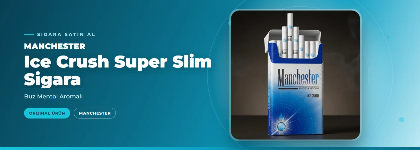Manchester Ice Crush Super Slim Sigara – Buz Mentol Aromalı