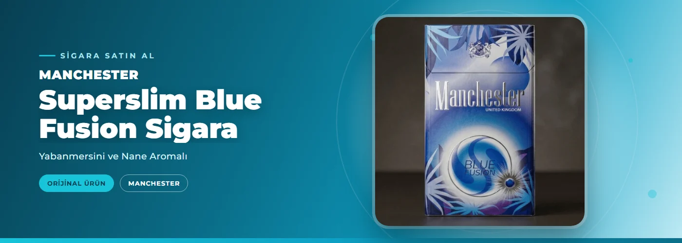 Manchester Superslim Blue Fusion Sigara – Yabanmersini ve Nane Aromalı