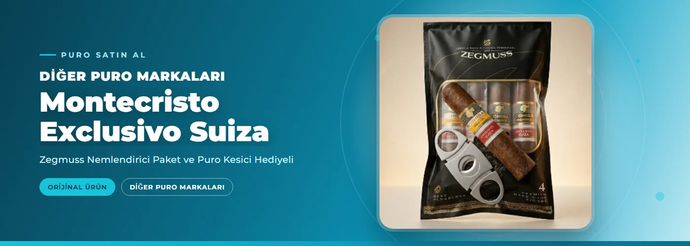 Montecristo Exclusivo Suiza – Zegmuss Nemlendirici Paket ve Puro Kesici Hediyeli
