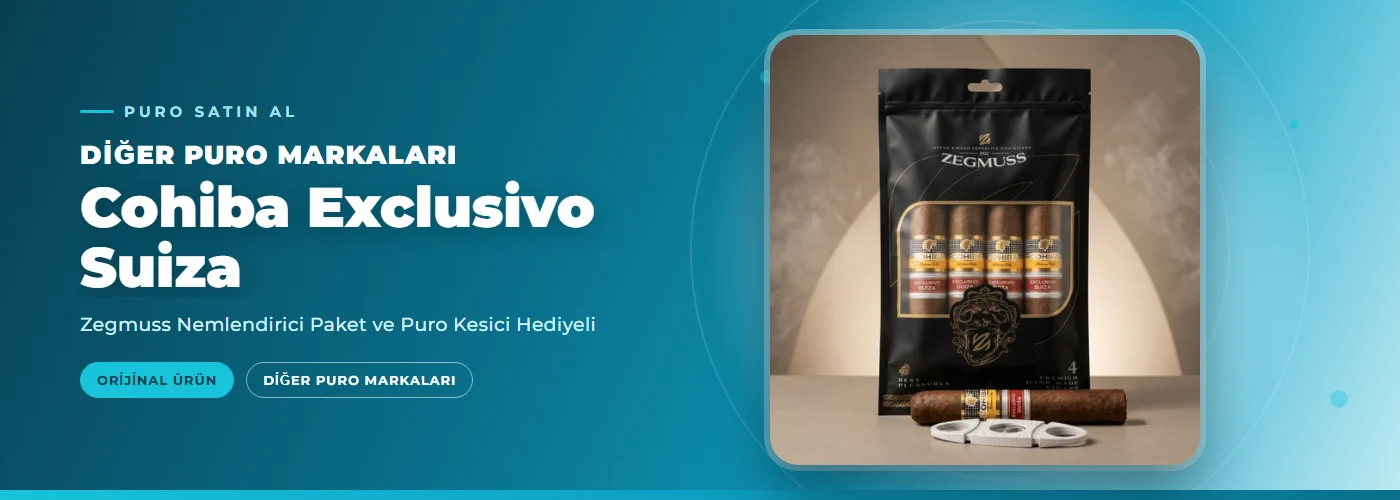 Cohiba Exclusivo Suiza – Zegmuss Nemlendirici Paket ve Puro Kesici Hediyeli